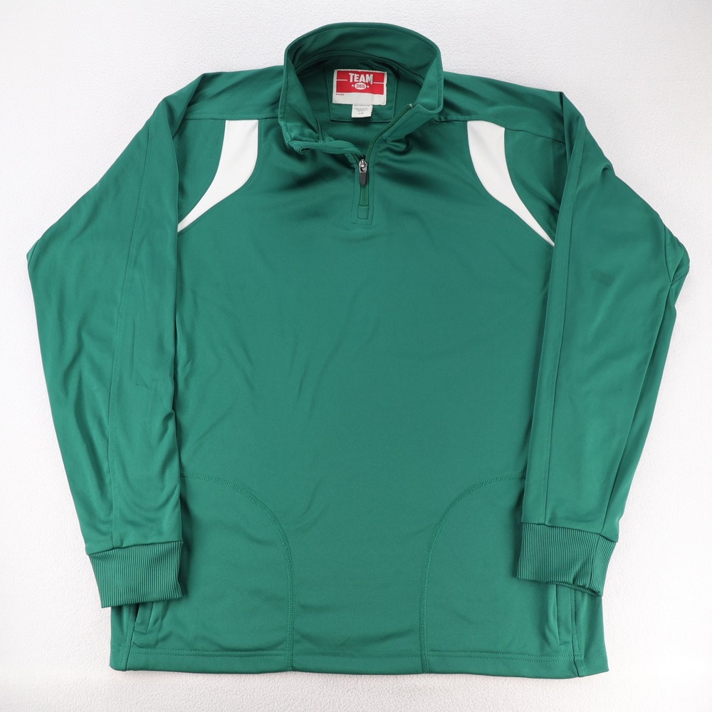 Team‎ 365 Mens 1/4 Zip Pullover Jacket Green White Large Activewear TT31